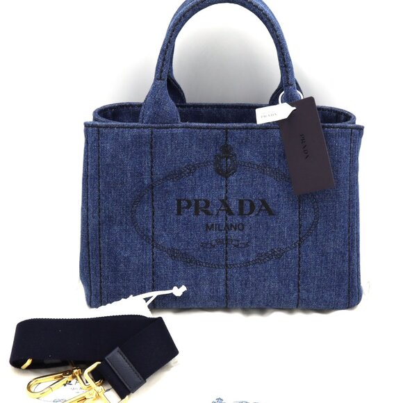 Brand new Prada Canapa Avio Denim Tote - Picture 1 of 10